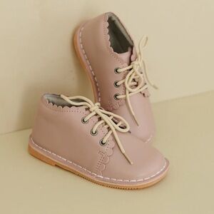 L’Amour Pink Leather Georgie Scallop Boot 11